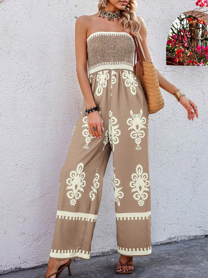 Strapless Elasticated Jumpsuit With Pocket