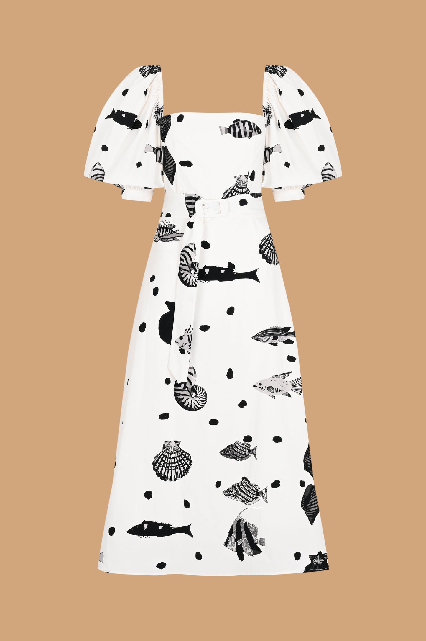 Midnight Tide Puff Sleeve Dress