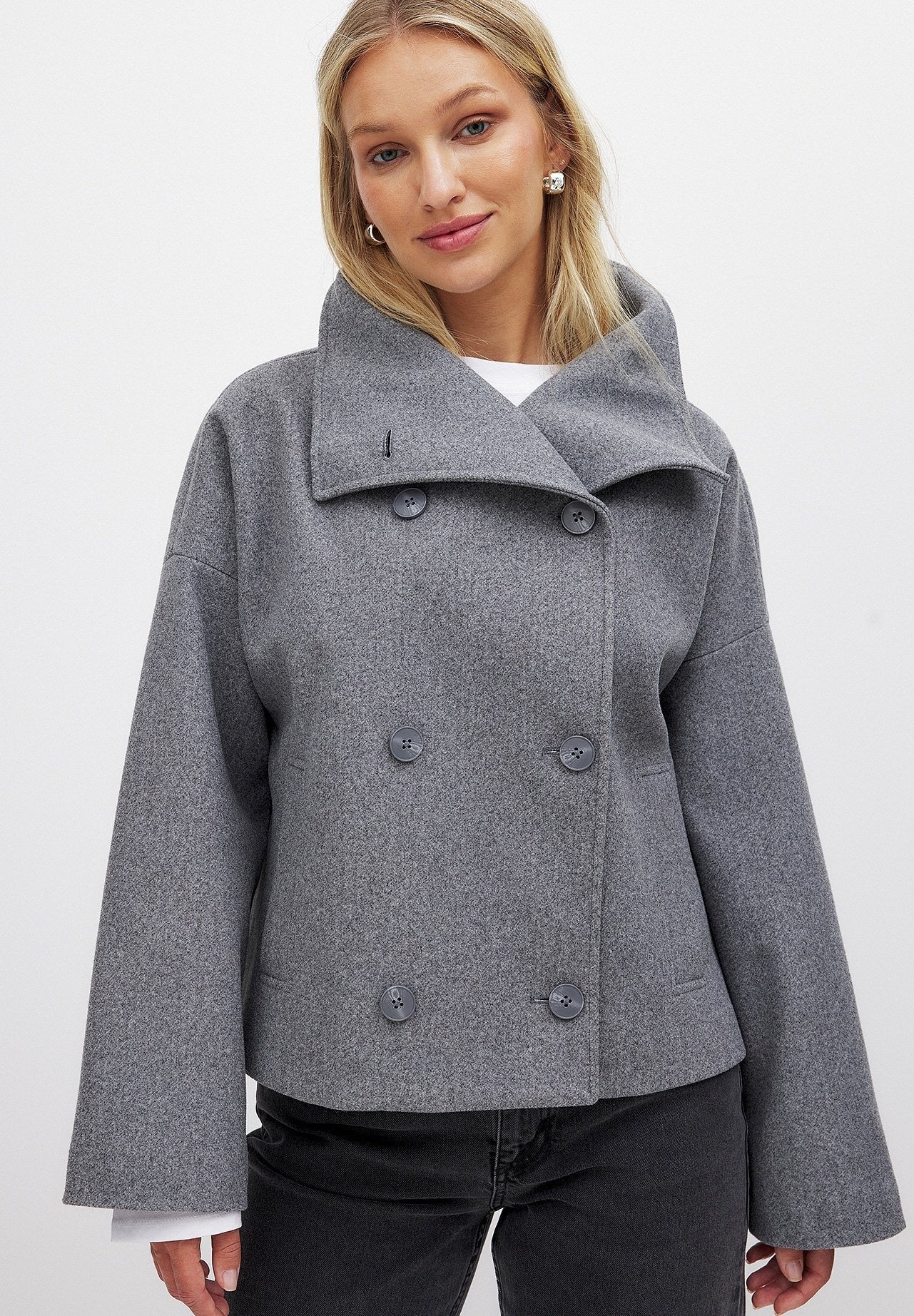 Minimalist Dark Grey Cropped Coat