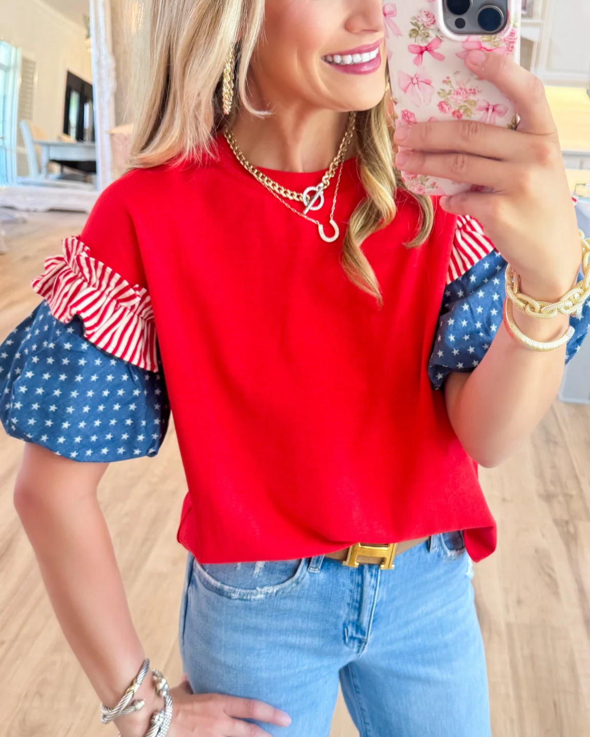 Women's American style puff sleeve top