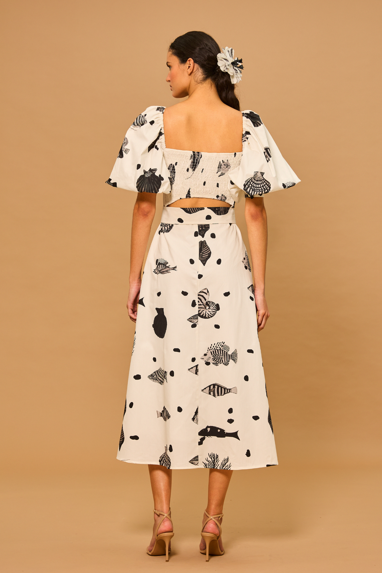 Midnight Tide Puff Sleeve Dress