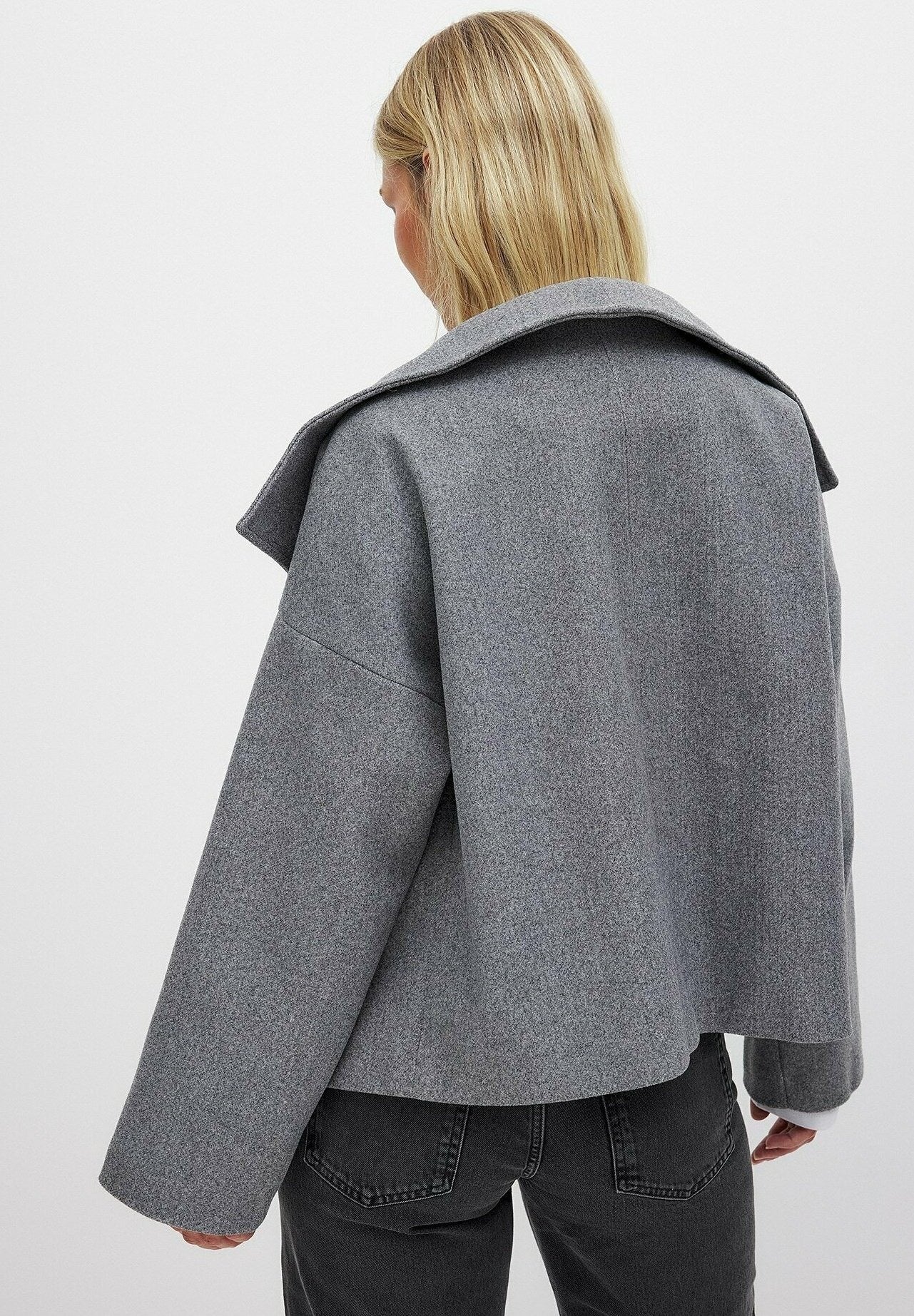 Minimalist Dark Grey Cropped Coat