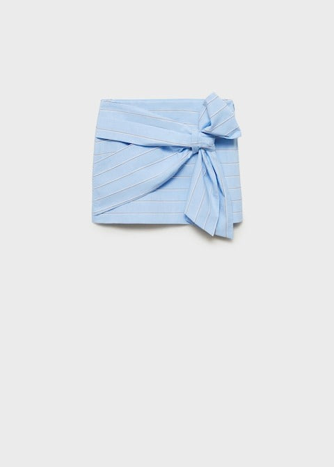 Striped Cotton Skirt with Bow Detail