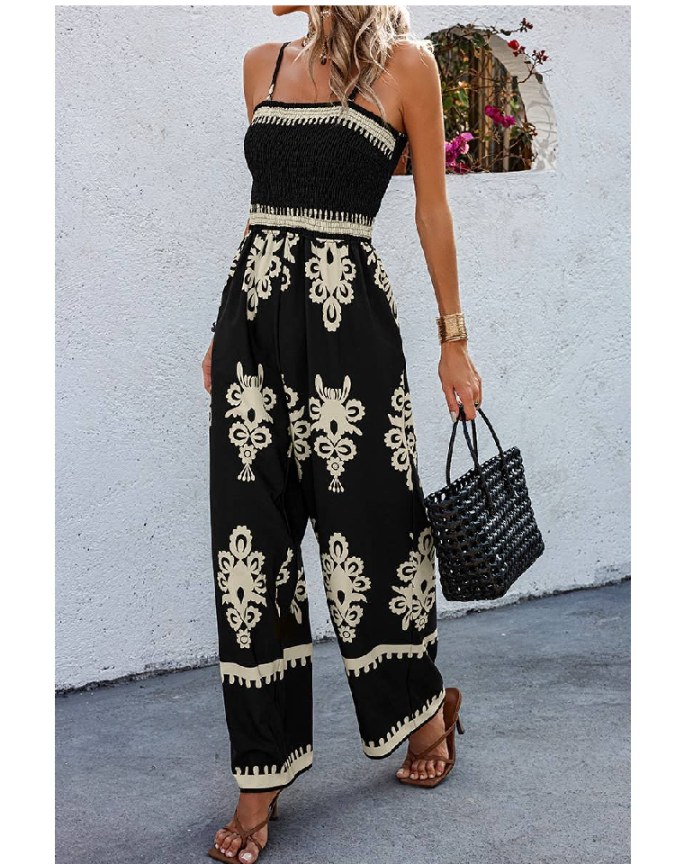 Strapless Elasticated Jumpsuit With Pocket