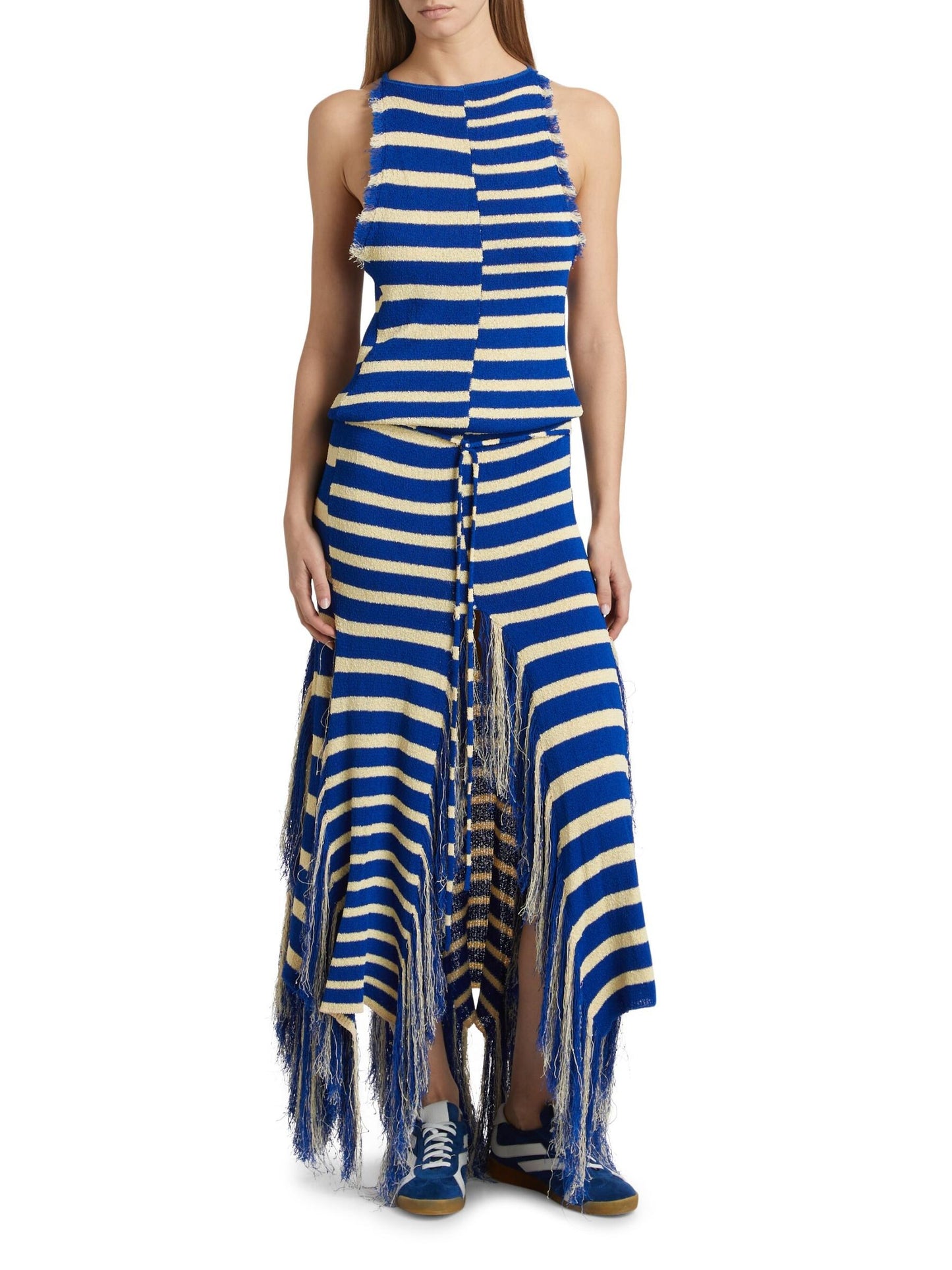 Stripe Fringed Knit Dress