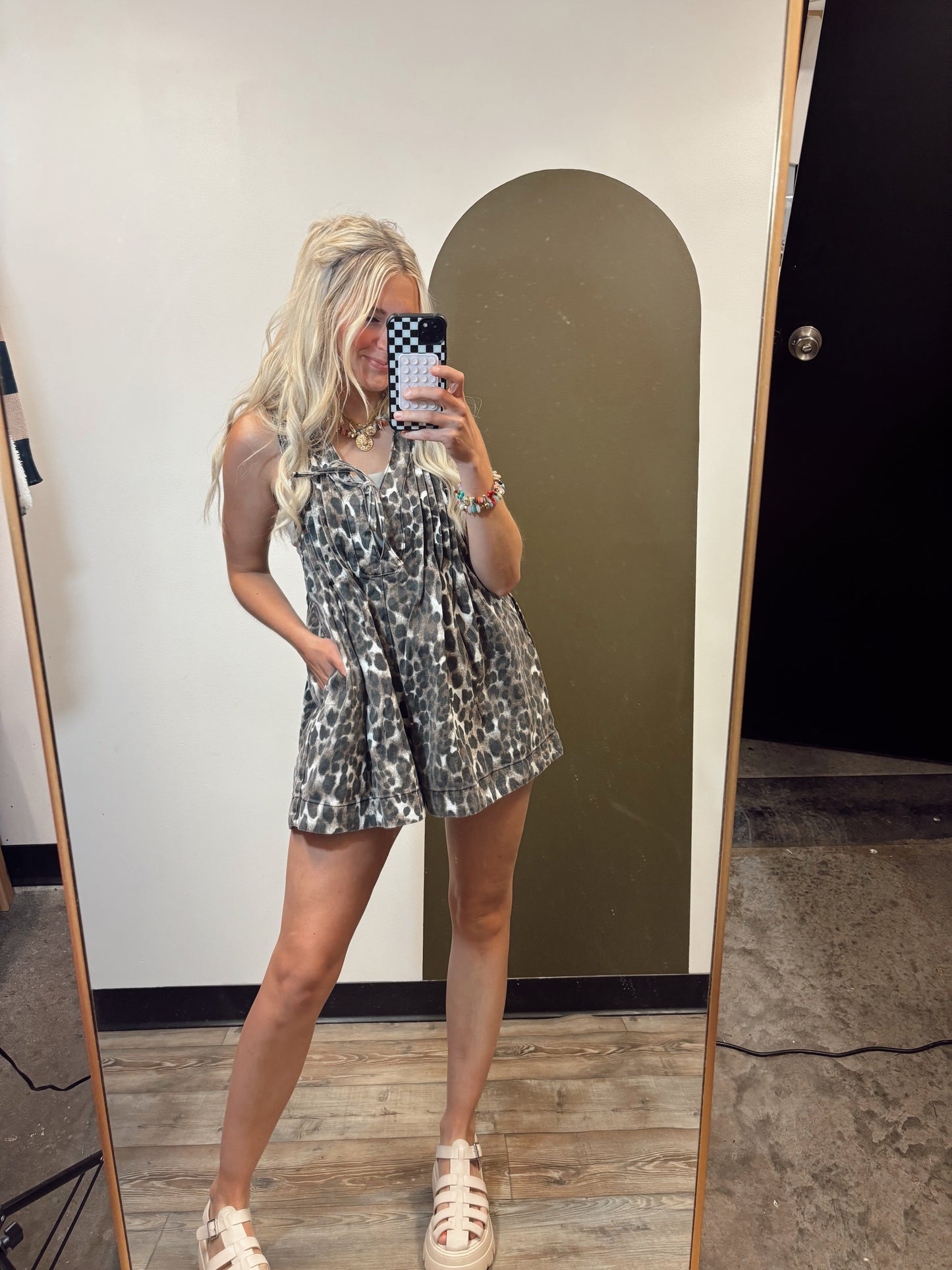 Leopard Print Pleated Jumpsuit