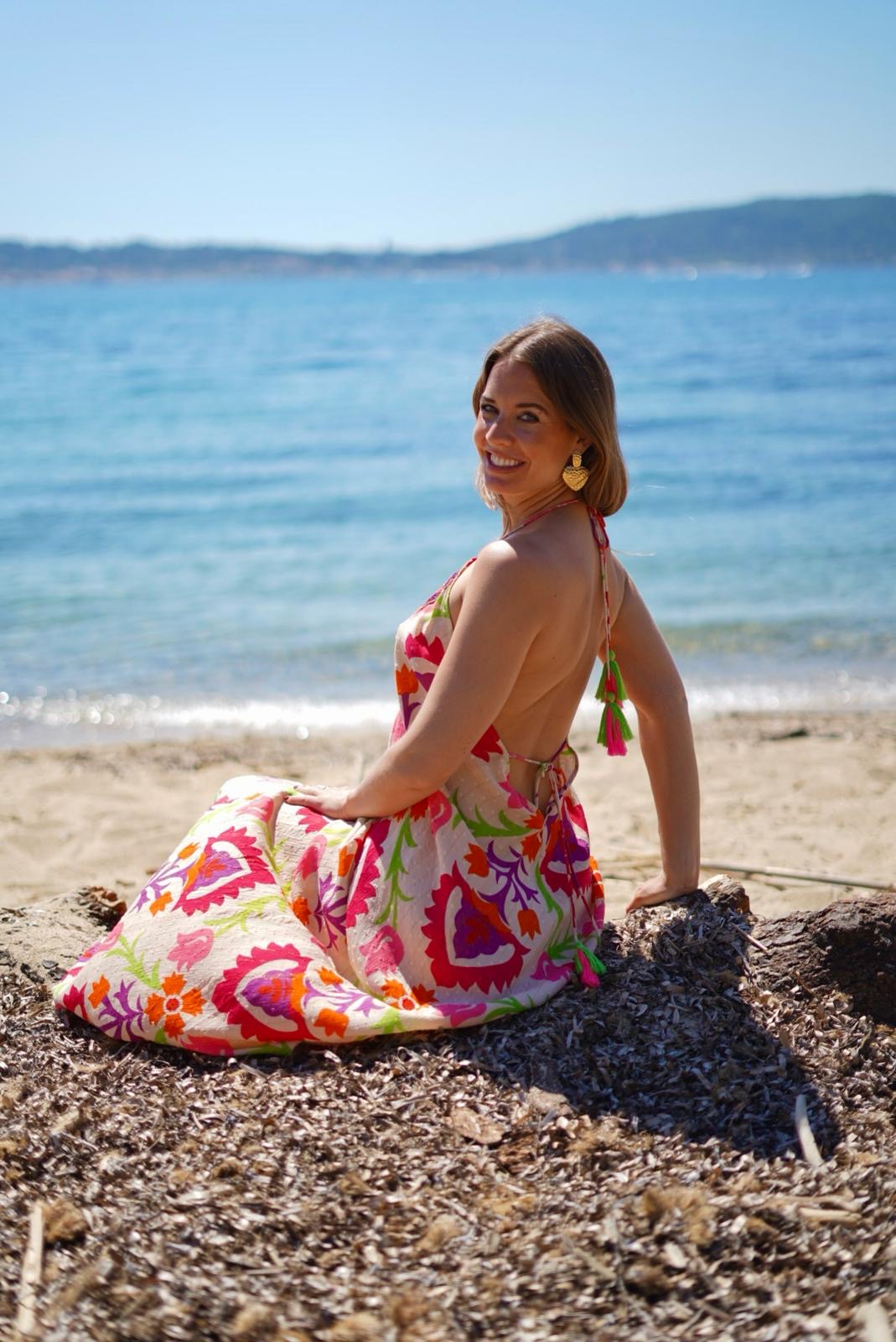 Long open-back floral print dress – Bohemian style