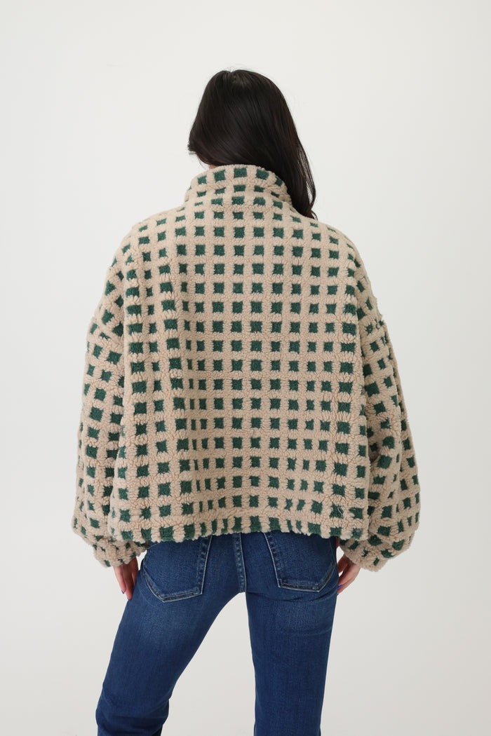 Cozy Checkered Sherpa Zip Jacket