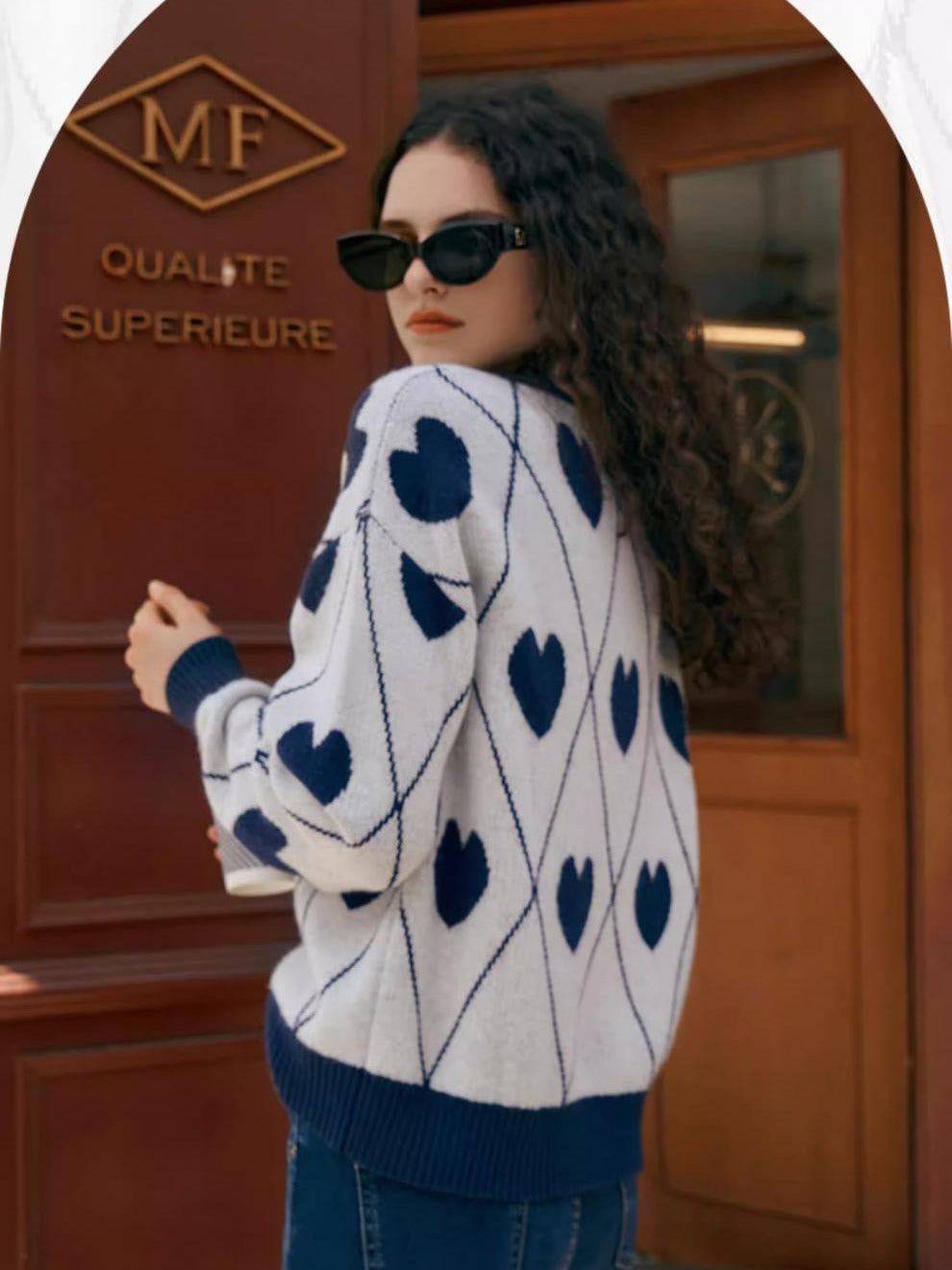 Heart Pattern Knit Sweater