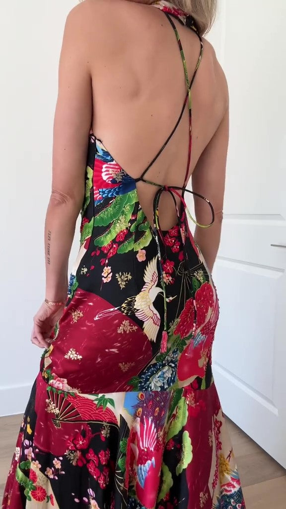 Floral Print Gown Maxi Dress