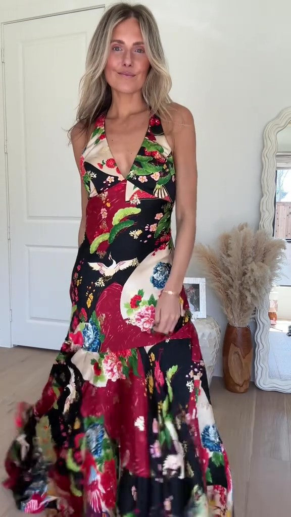Floral Print Gown Maxi Dress