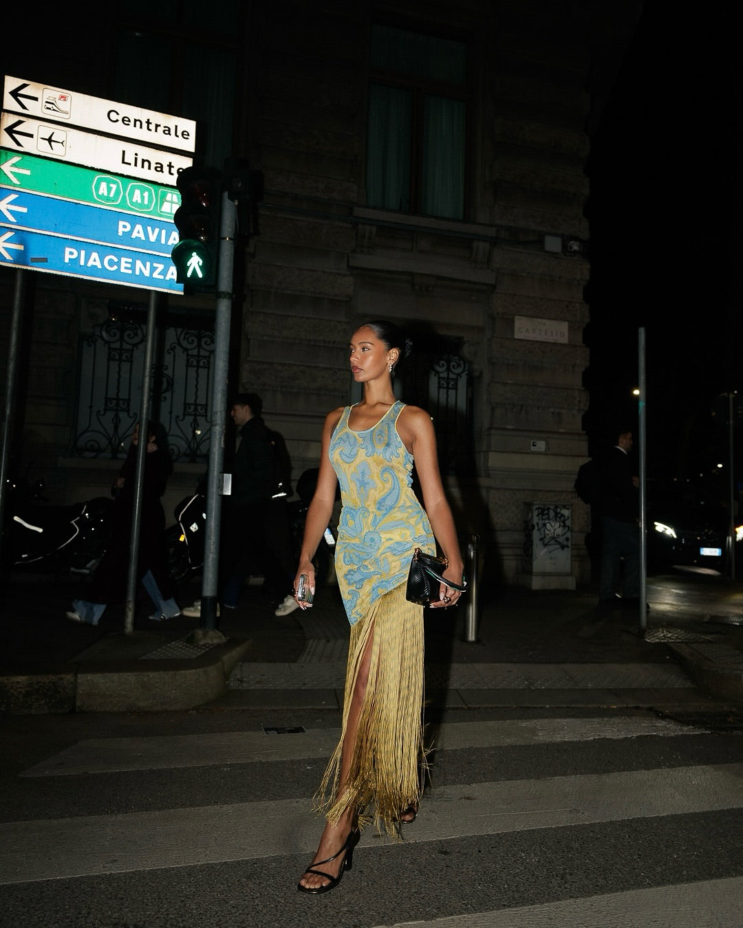 Fringe Print Maxi Dress