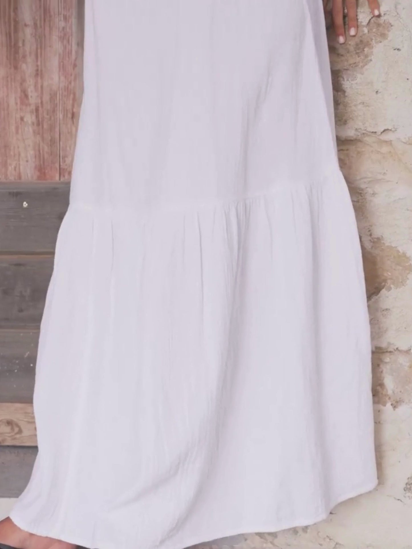 Tiered Hem Strappy Cheesecloth Dress