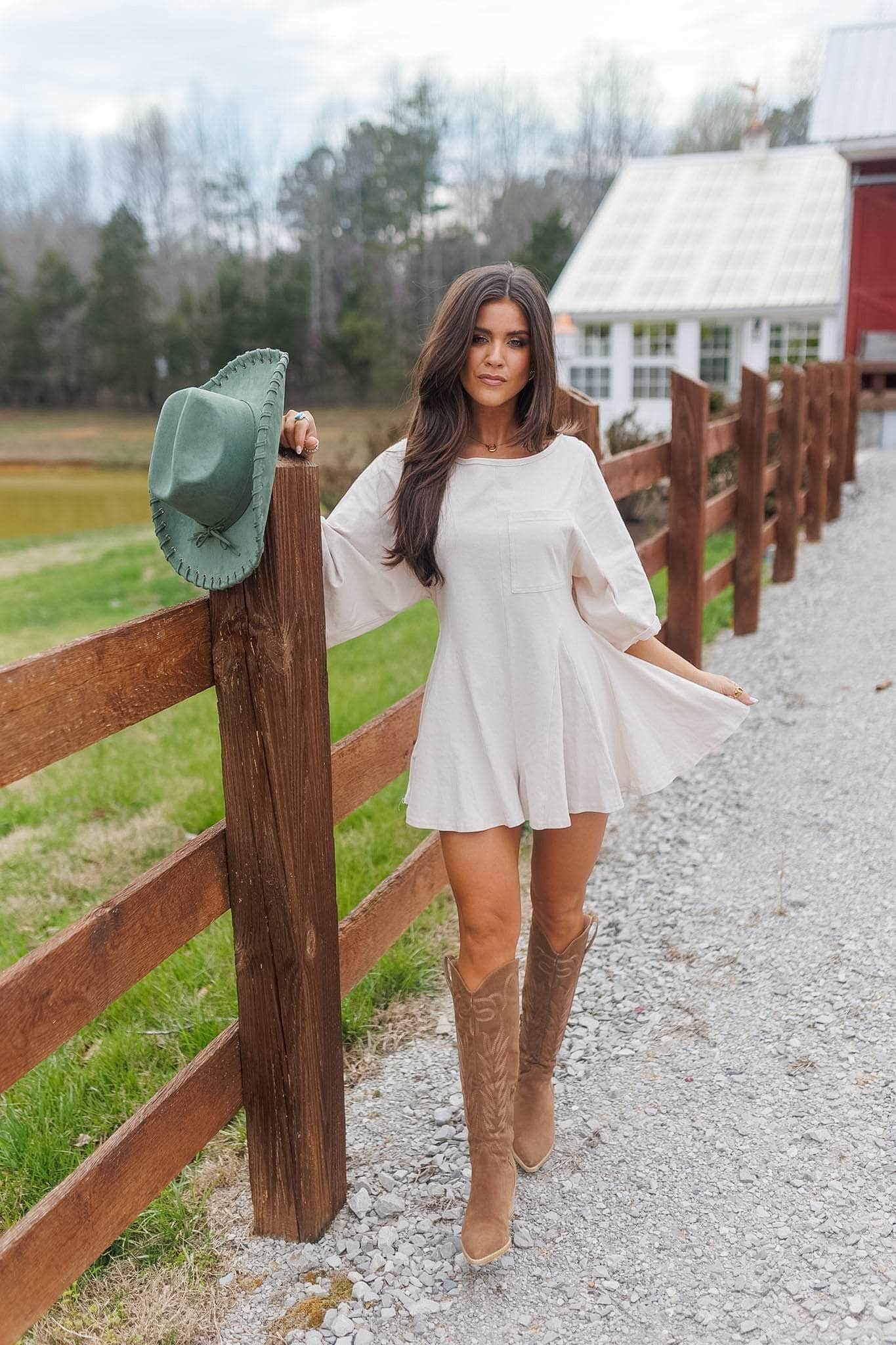 Cream Front Pocket Romper