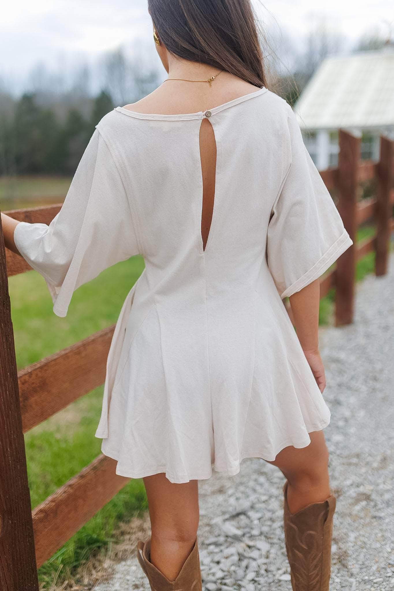 Cream Front Pocket Romper