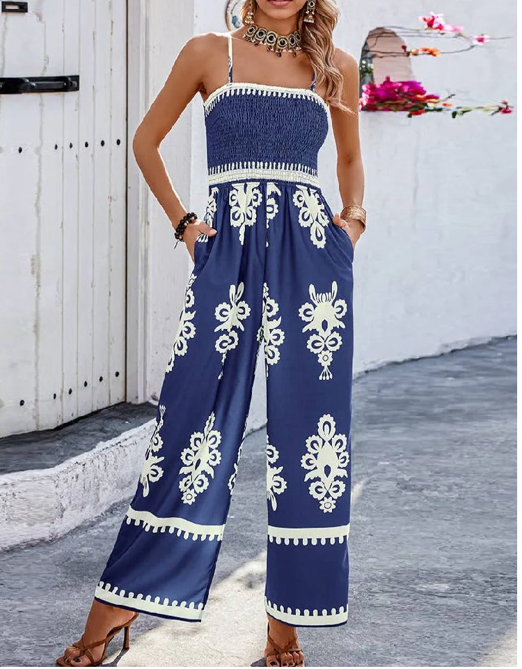 Strapless Elasticated Jumpsuit With Pocket