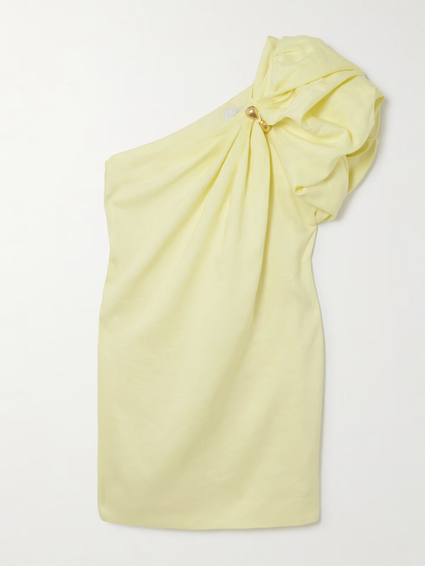 One-Shoulder Linen-Blend Mini Dress