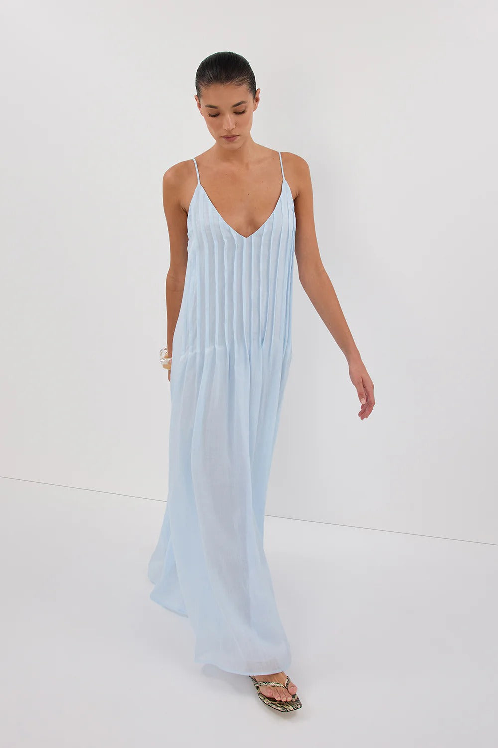 Cornflower Ramie Midi Dress