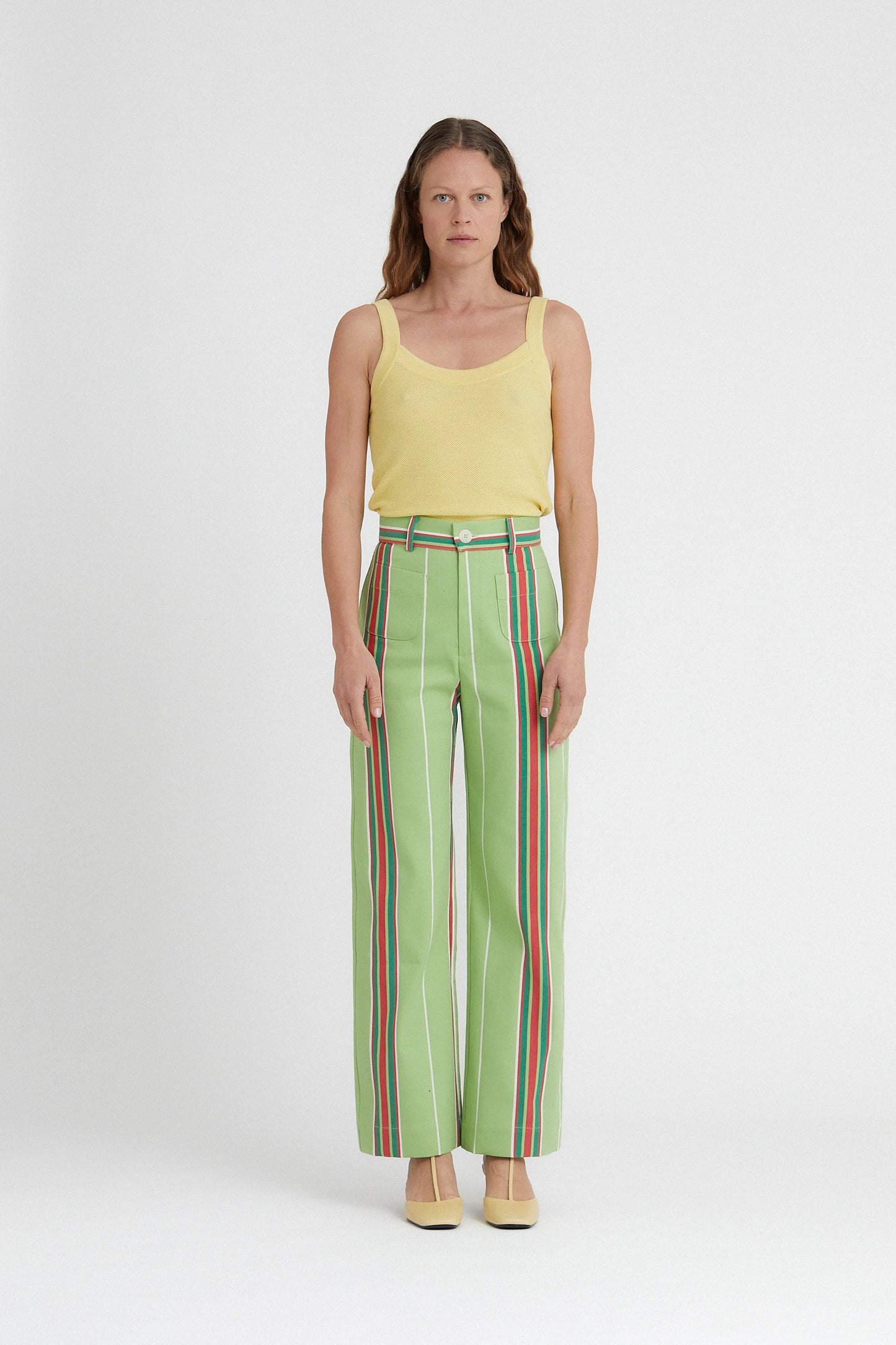 High Waist Printed Cotton Trousers