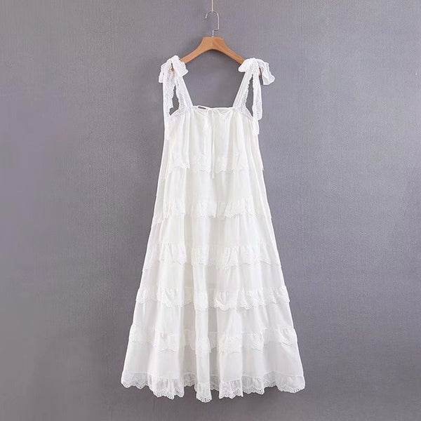 Sling Lace Cake Maxi Dress