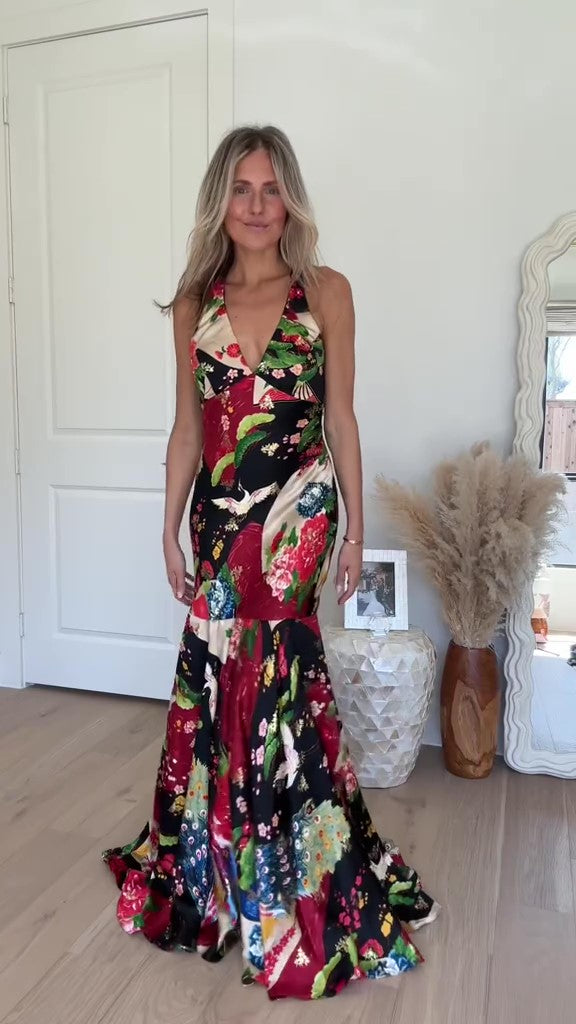 Floral Print Gown Maxi Dress