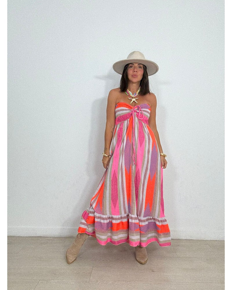 Linen-Effect Maxi Dress