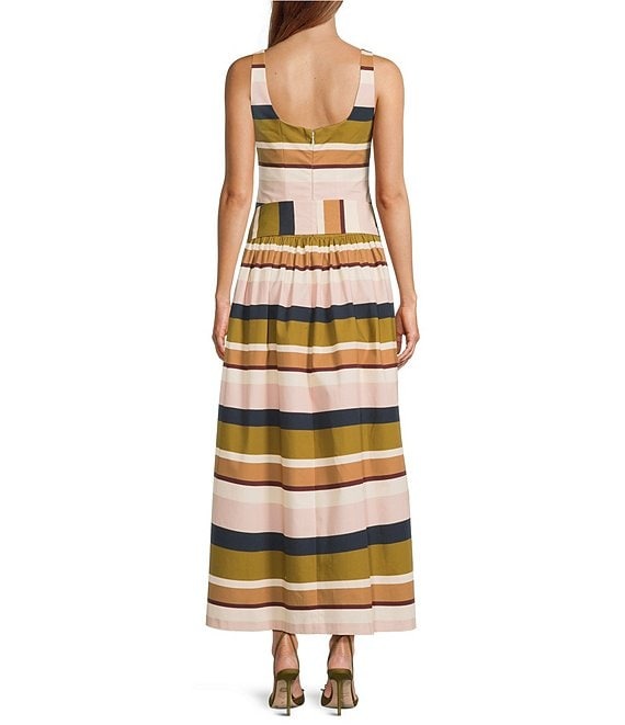 Striped Maxi Dress with Waist Bow