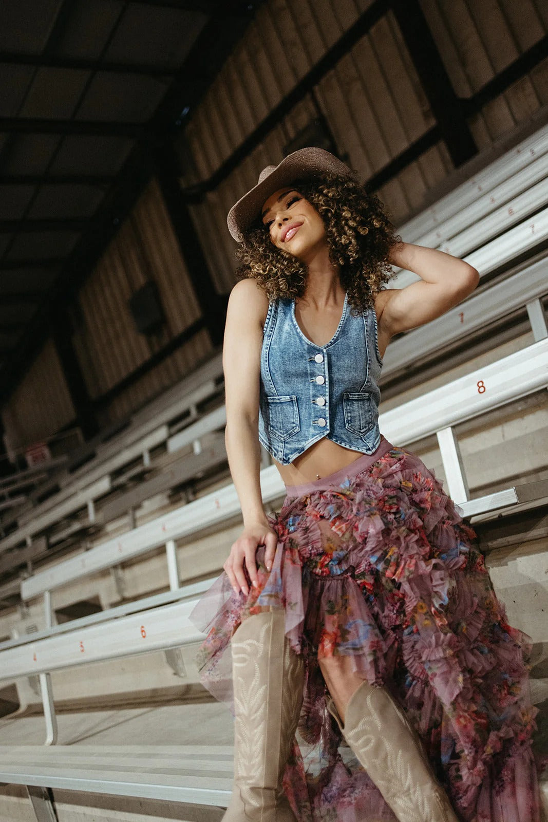 Ruffleit Up Mesh Skirt