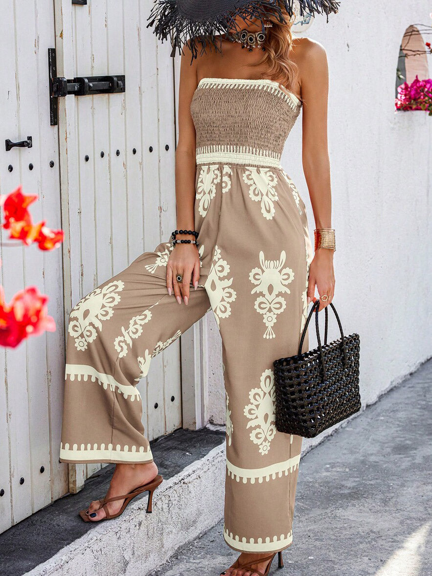 Strapless Elasticated Jumpsuit With Pocket