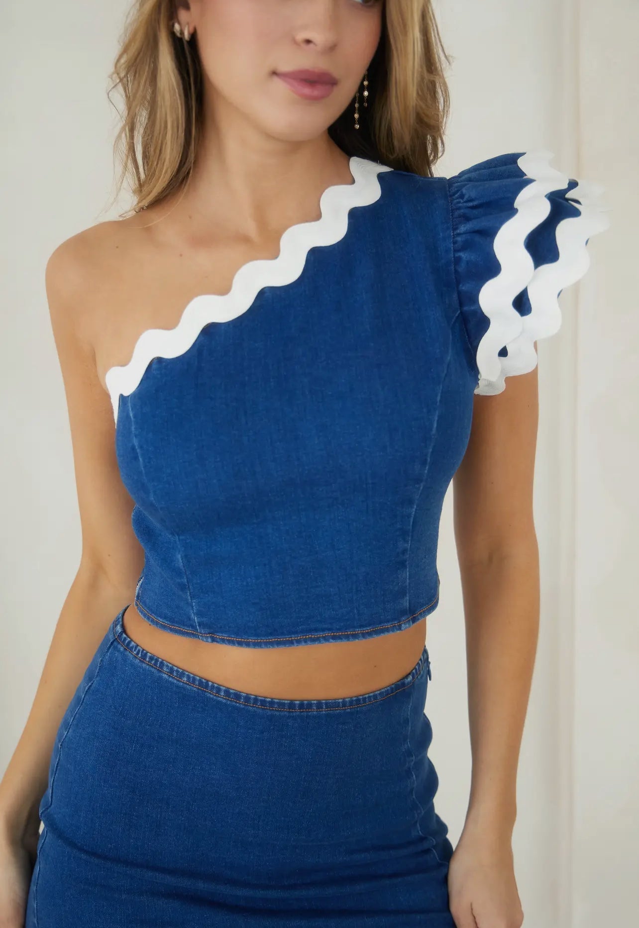 Denim Lotus Leaf Suit
