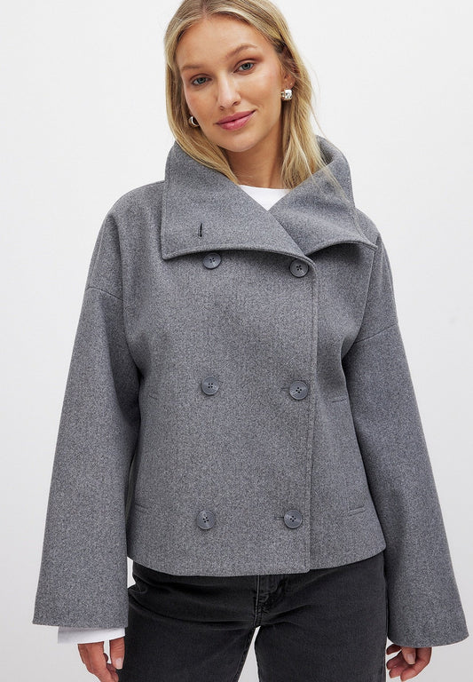 Minimalist Dark Grey Cropped Coat