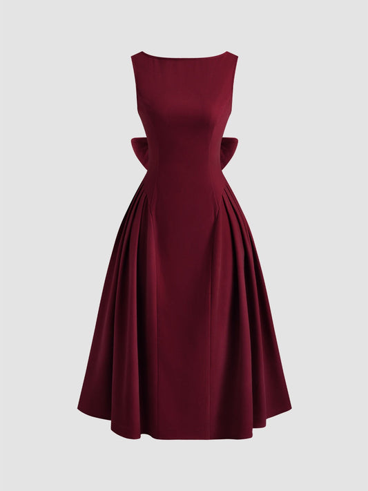 Vintage Bow-Back A-Line Midi Dress