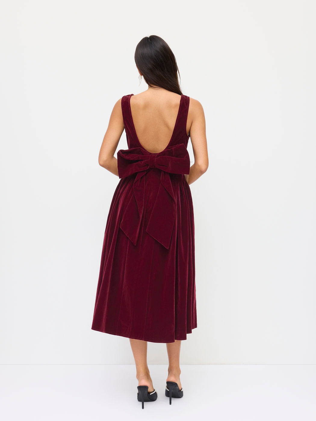 Vintage Bow-Back A-Line Midi Dress