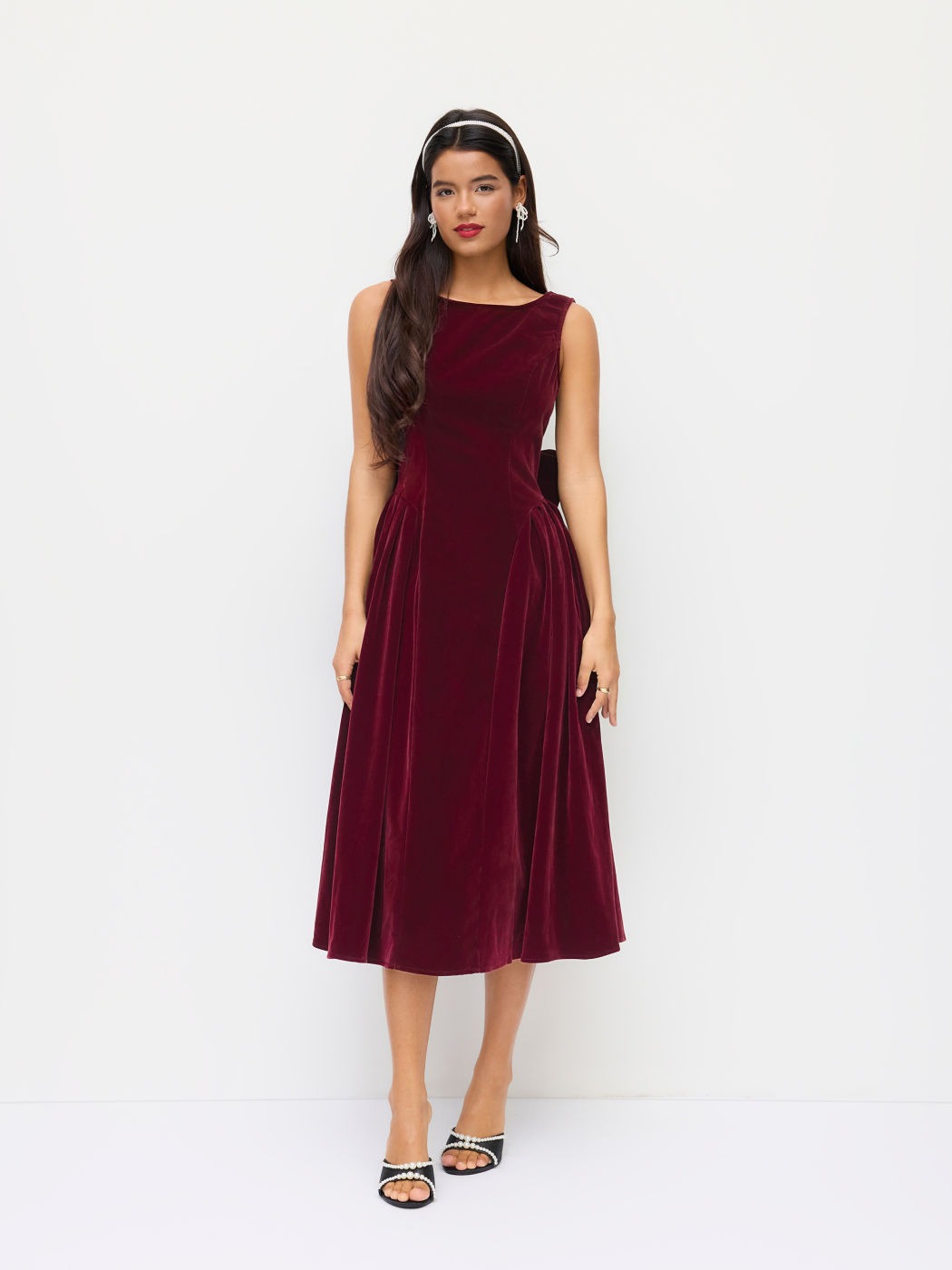Vintage Bow-Back A-Line Midi Dress