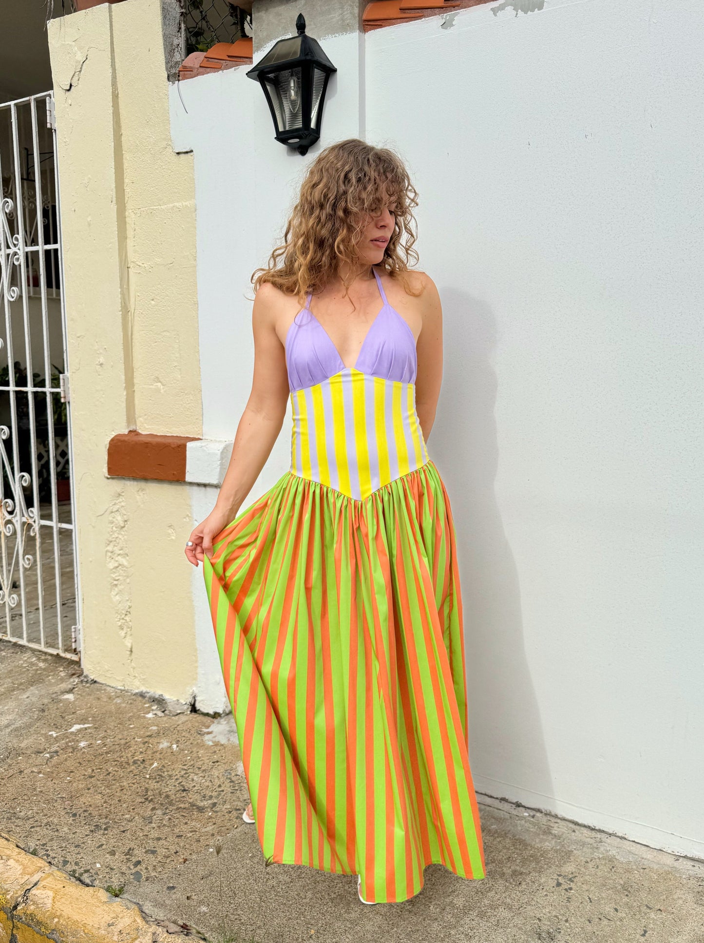 Multicolor Striped Slip Dress