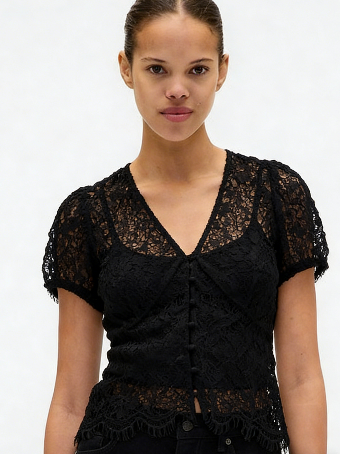 Lace Veil V-Top-Black