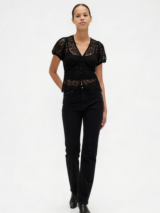 Lace Veil V-Top-Black