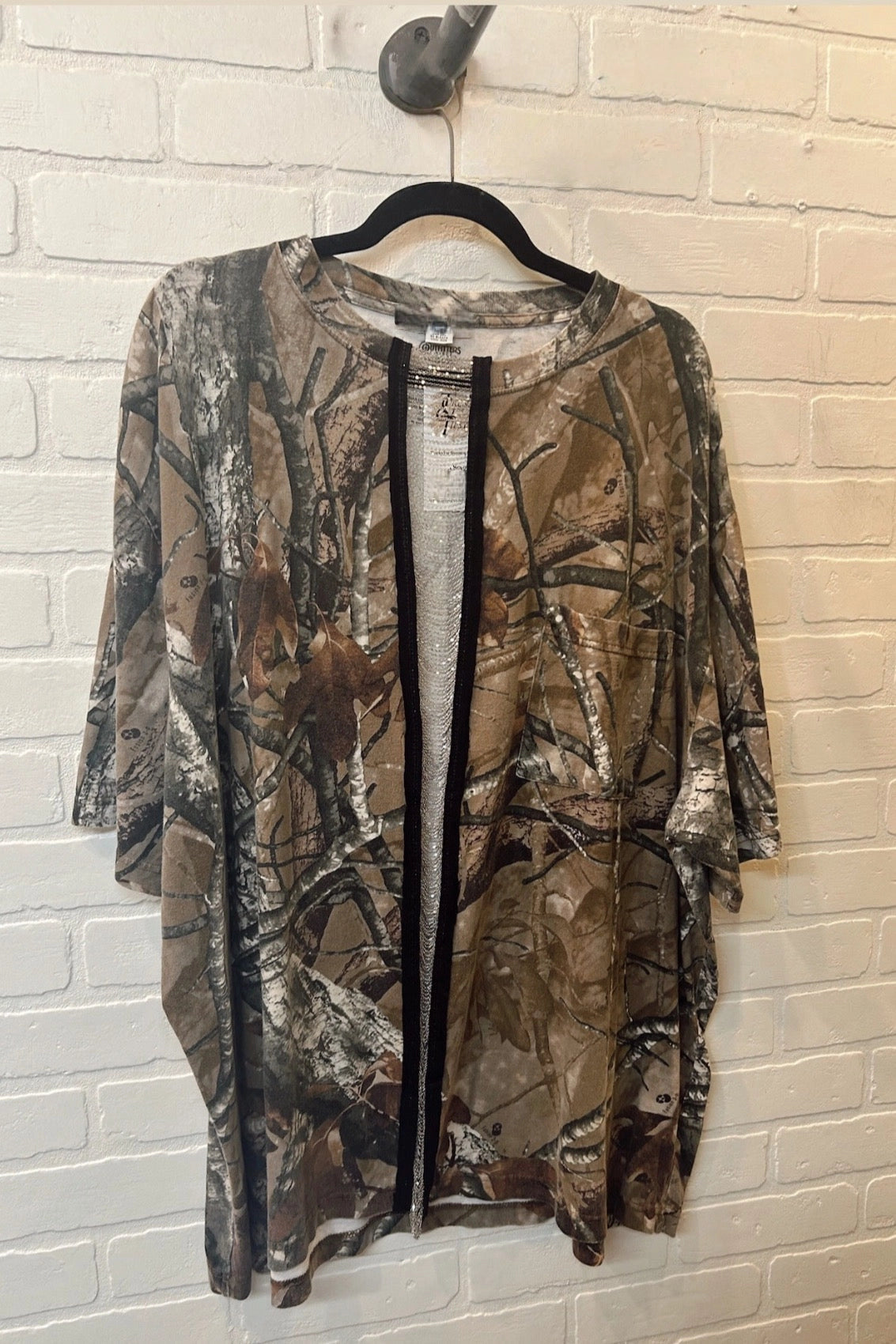 Camo Sequin Trim Oversized Top