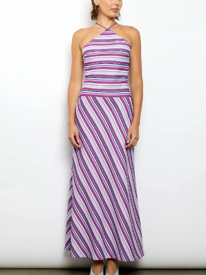 Striped Neck Hanging Suit