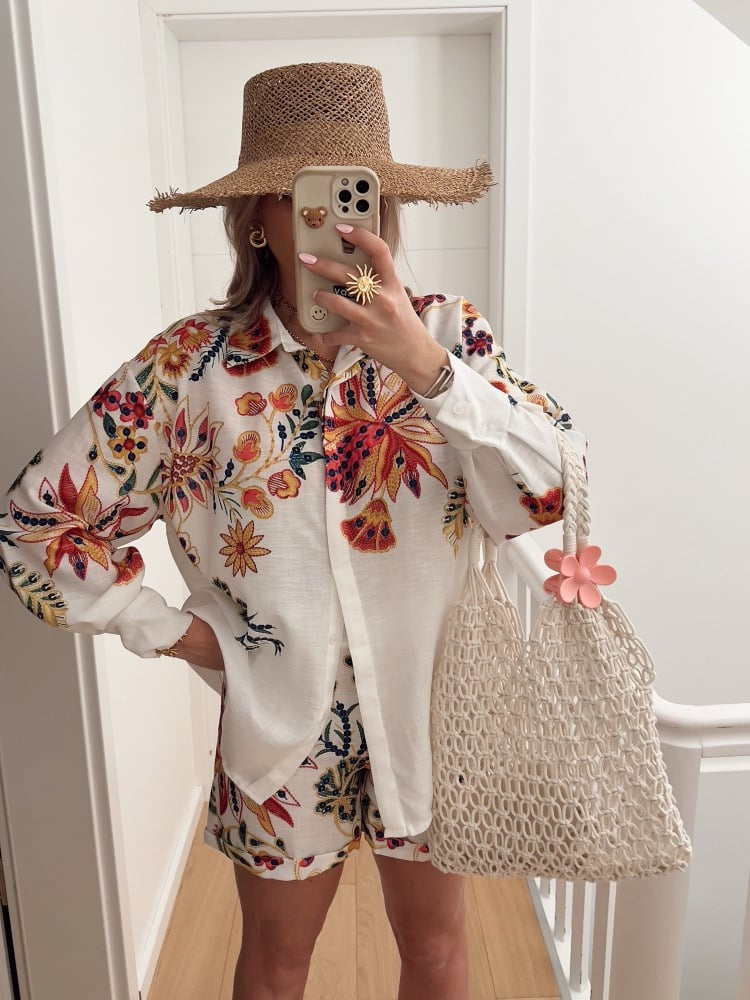 Floral-print Linen Set