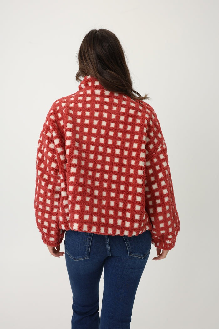 Cozy Checkered Sherpa Zip Jacket