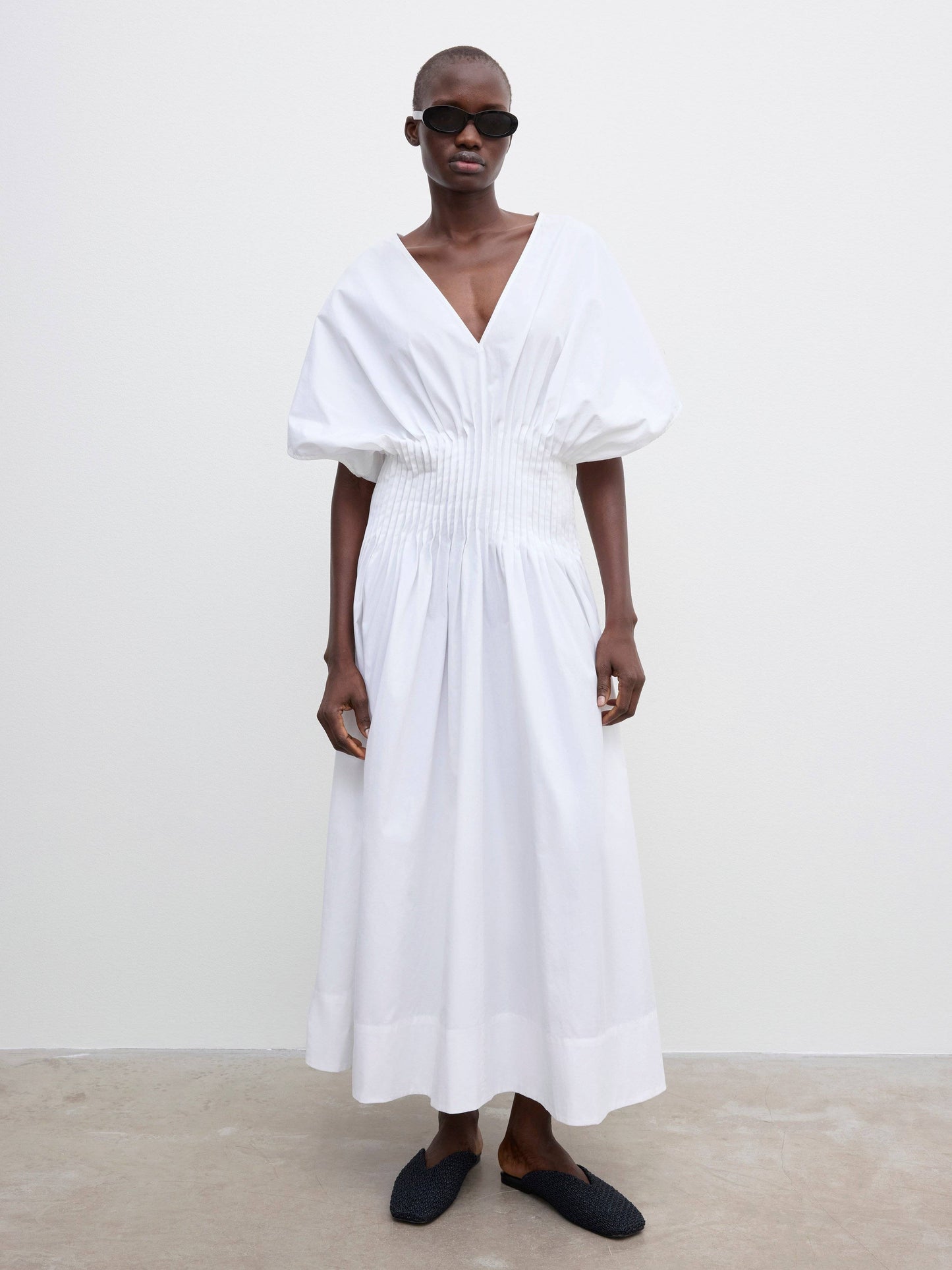Poplin V-Neck Dress