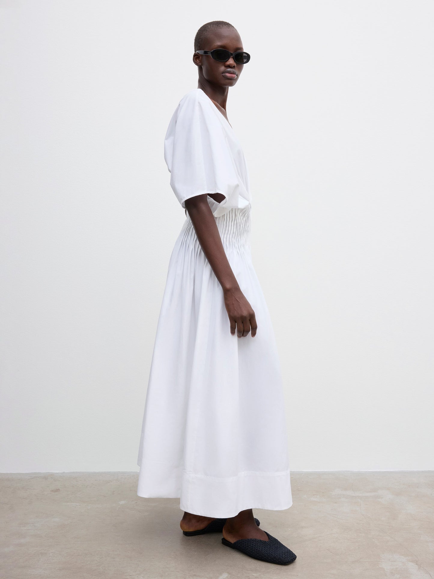 Poplin V-Neck Dress