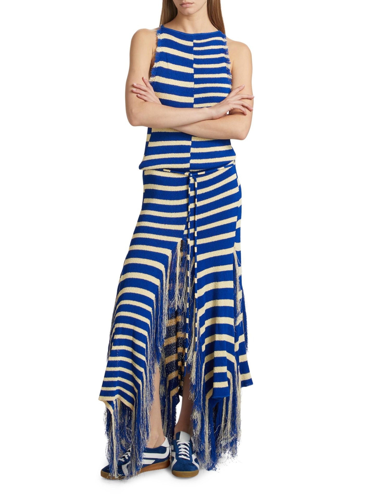Stripe Fringed Knit Dress