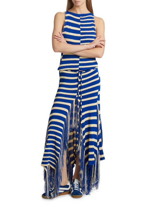 Stripe Fringed Knit Dress