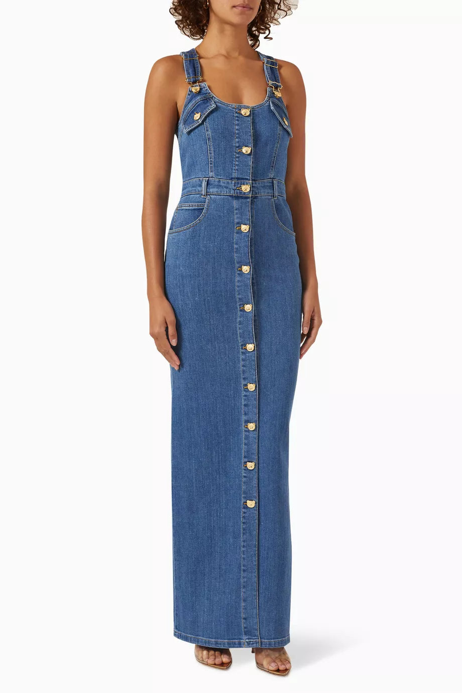 Teddy Buttons Dress in Denim