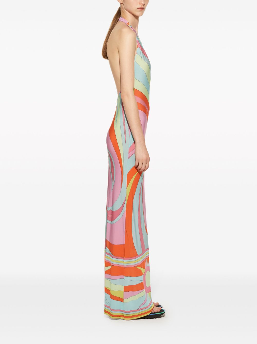 Print Long Dress Rose Pink