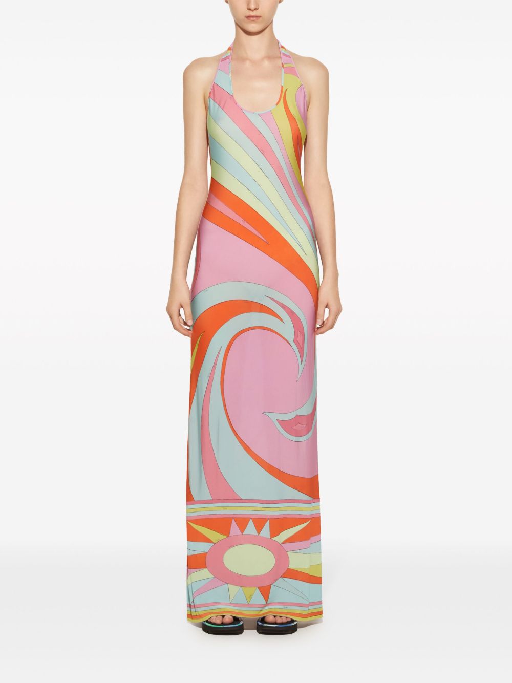 Print Long Dress Rose Pink