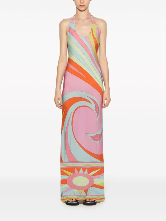Print Long Dress Rose Pink
