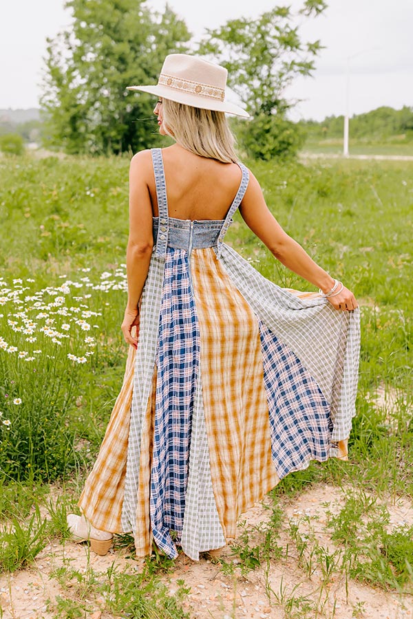 Denim Check Maxi Dress